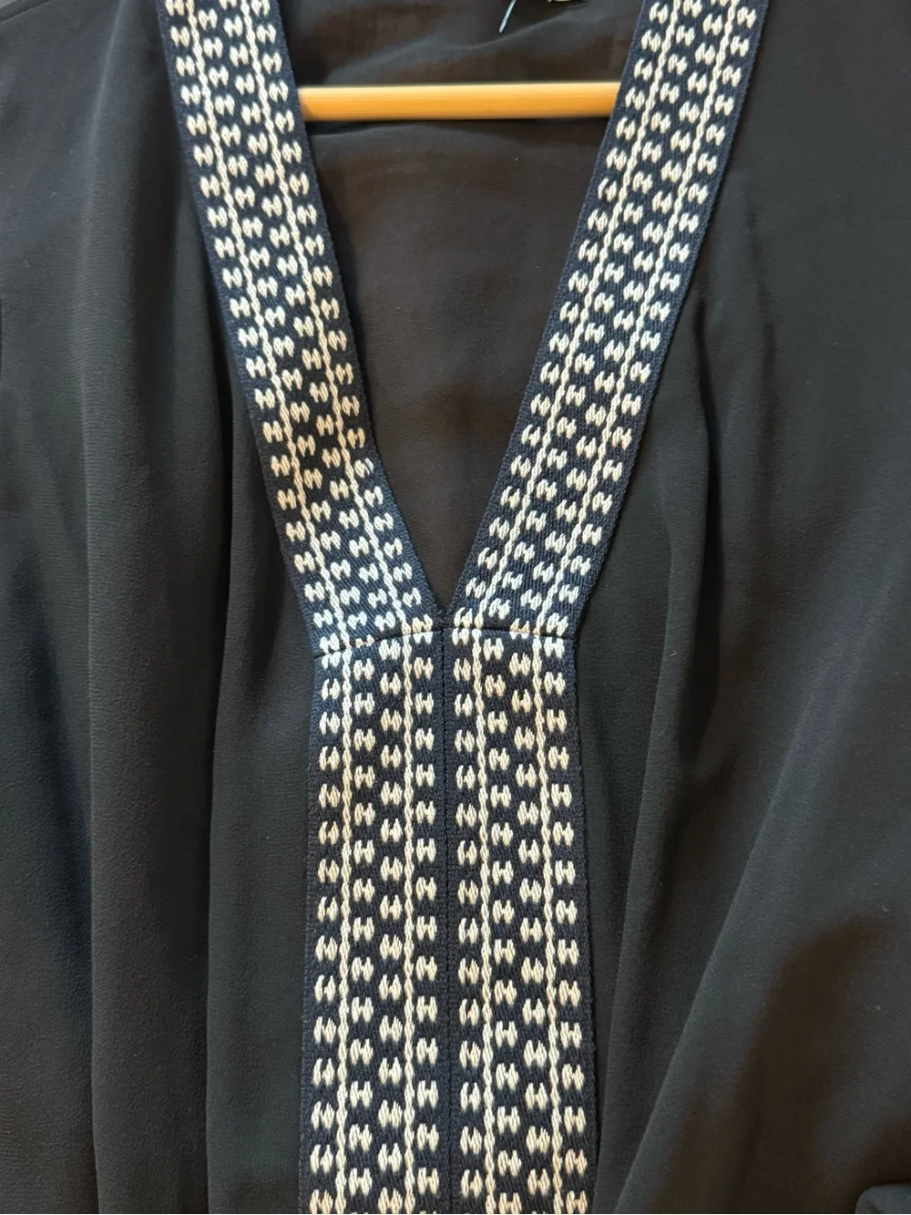 Tory Burch Silk Embellished Tunic Top Black Size 4